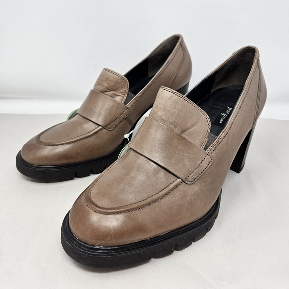 Paul Green Nina Womens Loafer Pump Size 7.5=10 Distressed Brown Leather Retro - Picture 3 of 16